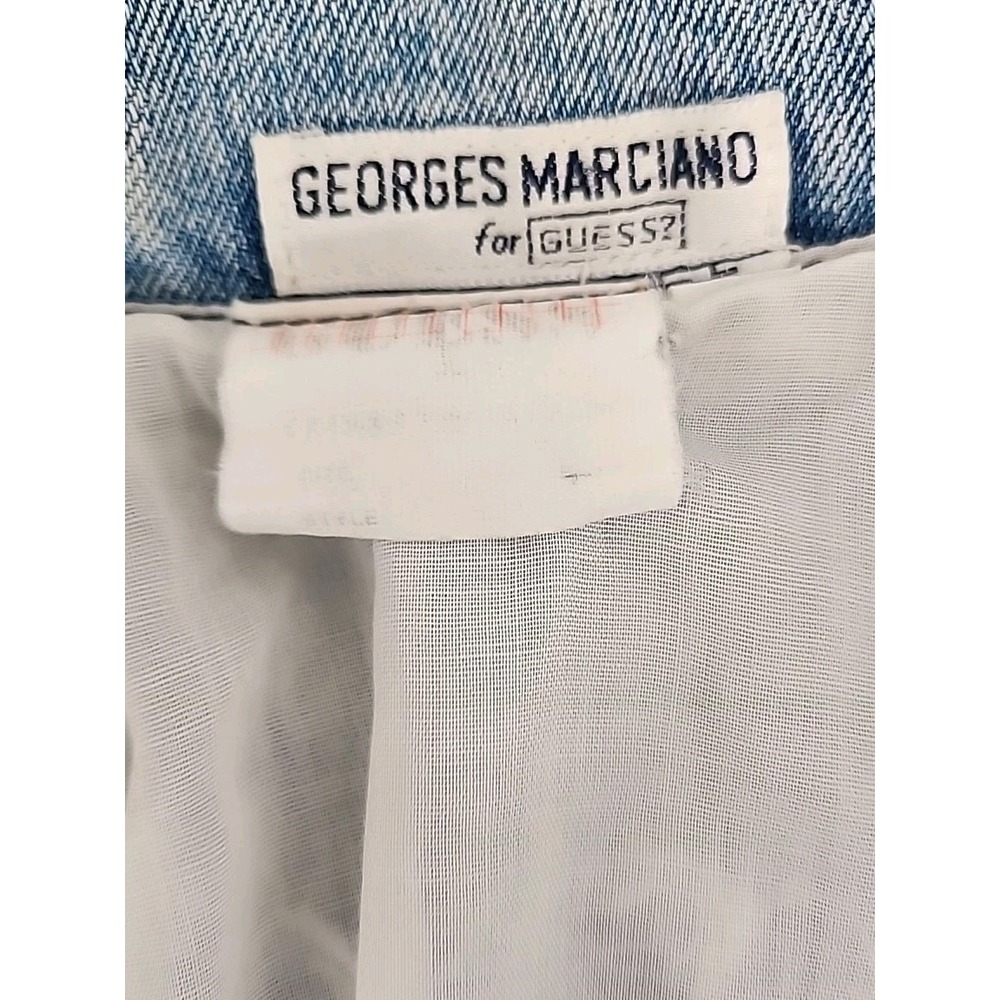 Vintage 80s Georges Marciano for GUESS? Womens Med Jean Jacket Triangle x2 Rare - Picture 10 of 16